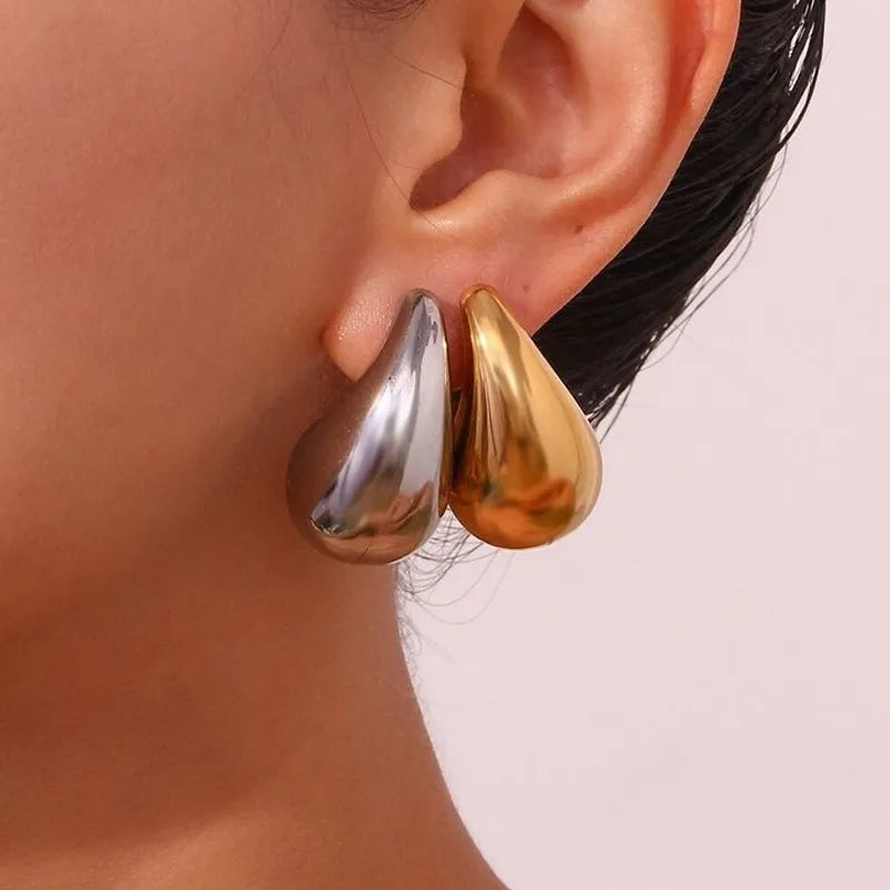 Gold Plated Exaggerate Teardrop Stud Earrings - Lightweight and Stylish