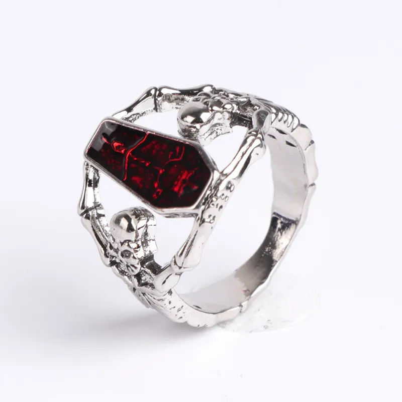 Punk Vintage Schmuck Silberfarbener Vampir-Sarg Herrenring Party-Charme-Accessoires cooles Jungen-Geschenk