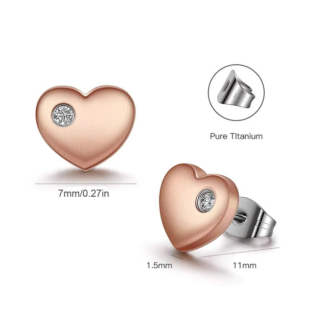Hypoallergene Herzohrringe aus reinem Titan für Frauen
