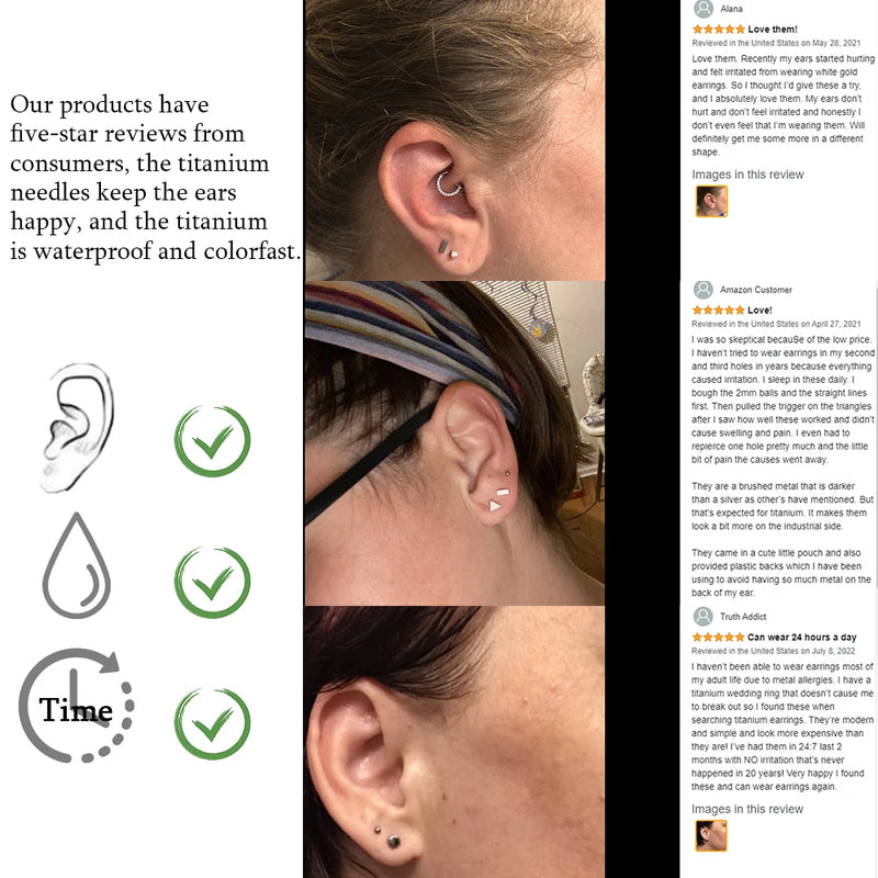 Hypoallergene Herzohrringe aus reinem Titan für Frauen