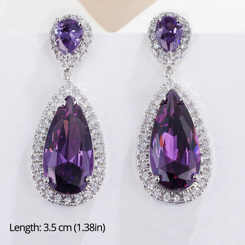 Lila Thema Wasserabfall Strass Ohrringe Sammlung