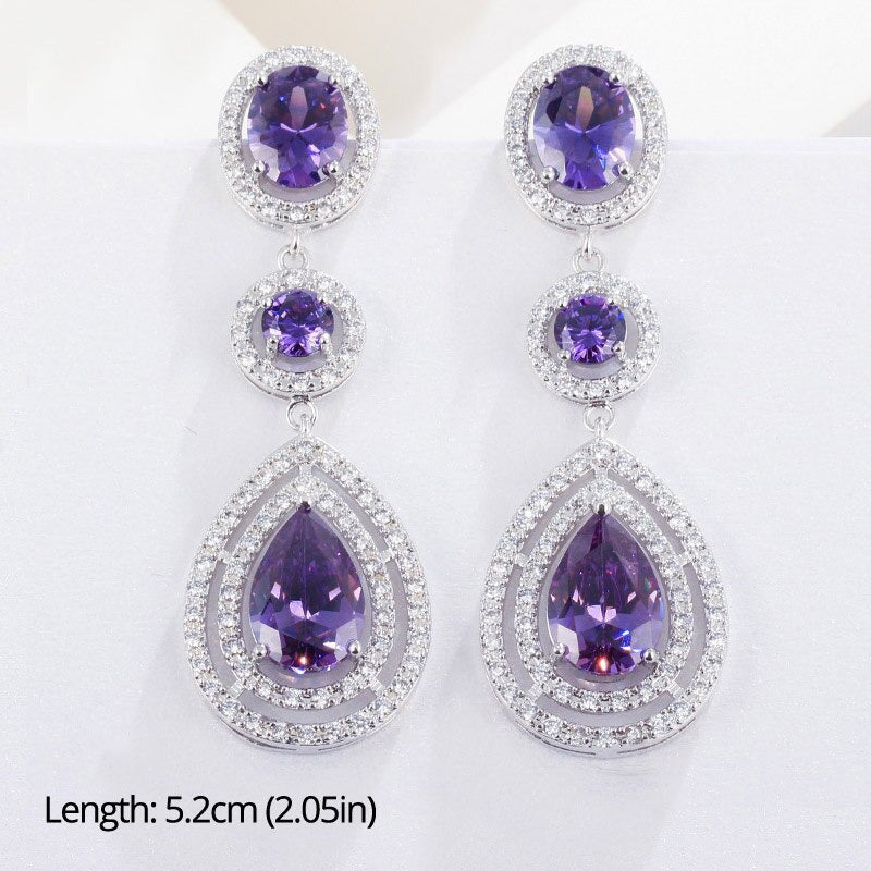 Lila Thema Wasserabfall Strass Ohrringe Sammlung