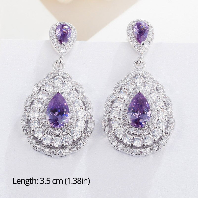 Lila Thema Wasserabfall Strass Ohrringe Sammlung