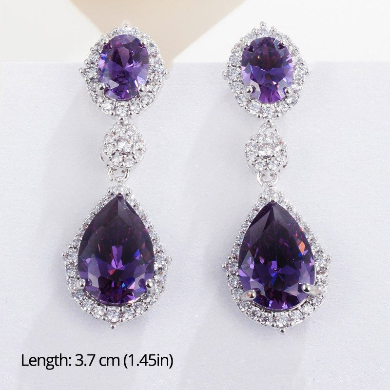 Lila Thema Wasserabfall Strass Ohrringe Sammlung