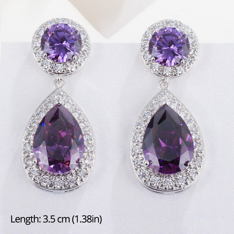 Lila Thema Wasserabfall Strass Ohrringe Sammlung