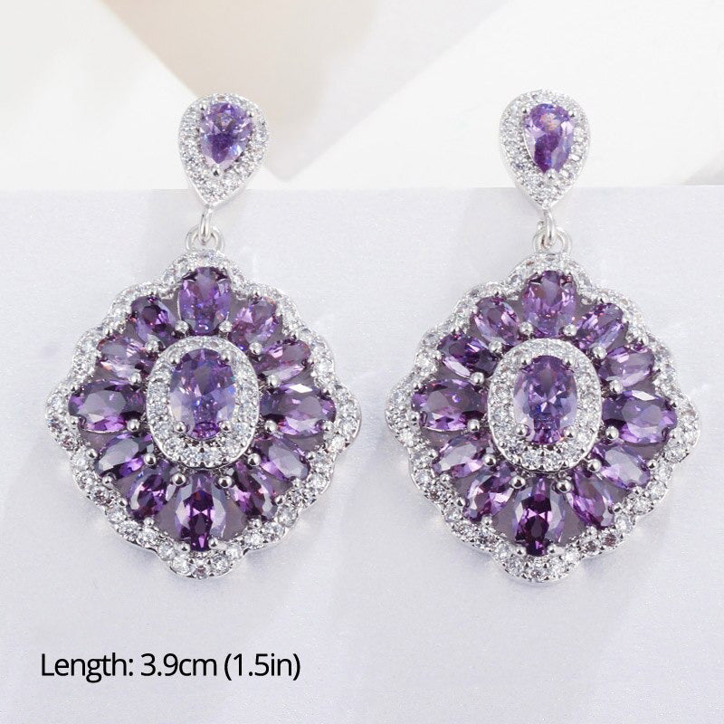 Lila Thema Wasserabfall Strass Ohrringe Sammlung