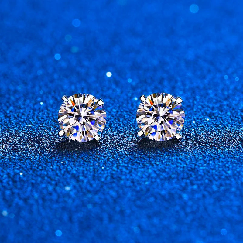 Hochwertige 925 Sterling Silber Ohrstecker | Diamant Ohrstecker 0,5 Karat - Echte 0,4-4 Steine