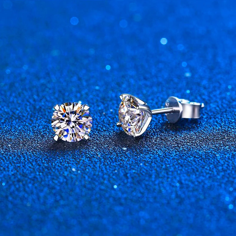 Hochwertige 925 Sterling Silber Ohrstecker | Diamant Ohrstecker 0,5 Karat - Echte 0,4-4 Steine
