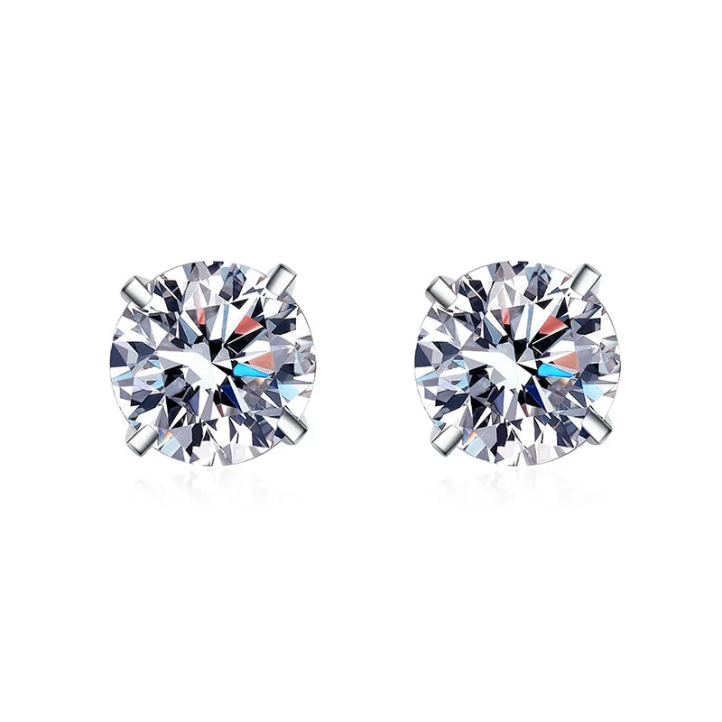 Hochwertige 925 Sterling Silber Ohrstecker | Diamant Ohrstecker 0,5 Karat - Echte 0,4-4 Steine