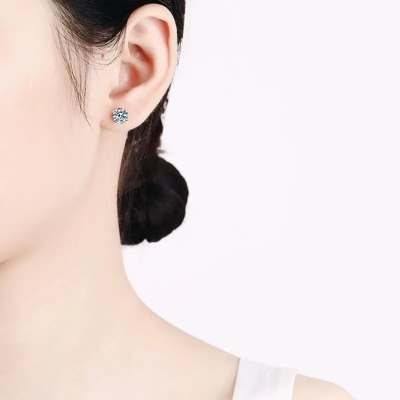 Hochwertige 925 Sterling Silber Ohrstecker | Diamant Ohrstecker 0,5 Karat - Echte 0,4-4 Steine