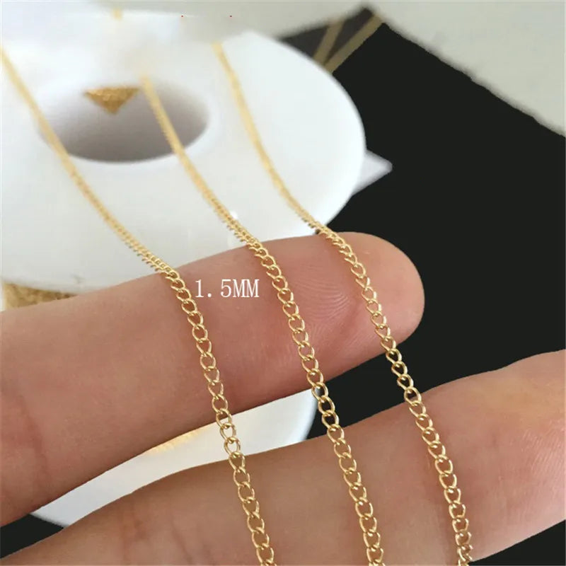 Echte Goldkette aus 14 Karat Gold | Schmuckherstellungskette aus 14 Karat Gold - Schmuckzubehör - Online Shop