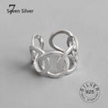 Echte 925 Sterling Silber Fingerringe für Frauen - Trendiger, großer, verstellbarer antiker Ring mit Hohlmuster - Anillos