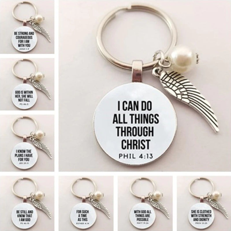 Religiöse Inspirierende Bibelvers Angel Wing Schlüsselanains