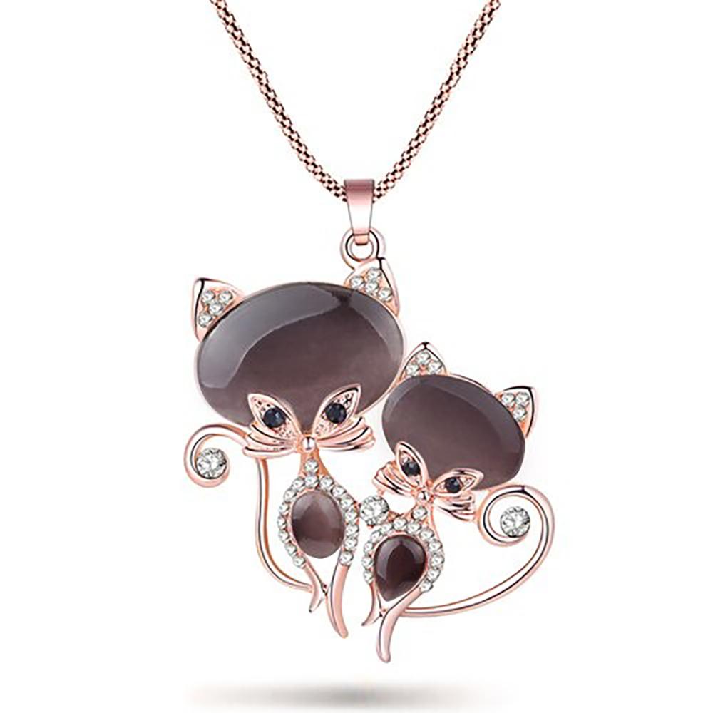 Strass Geschmückt Kitty Friends Lange Halskette