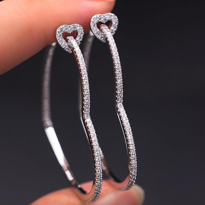 Strass Und Herzförmige Ohrring