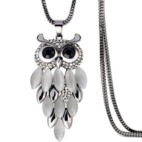 Strassstein Edelstein Tröpfchen Eulen Halskette Eulenschmuck