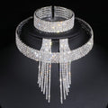 Strass Nieten Mit Halsarmarmbändern Und Quasten Ohrringe Schmucksets
