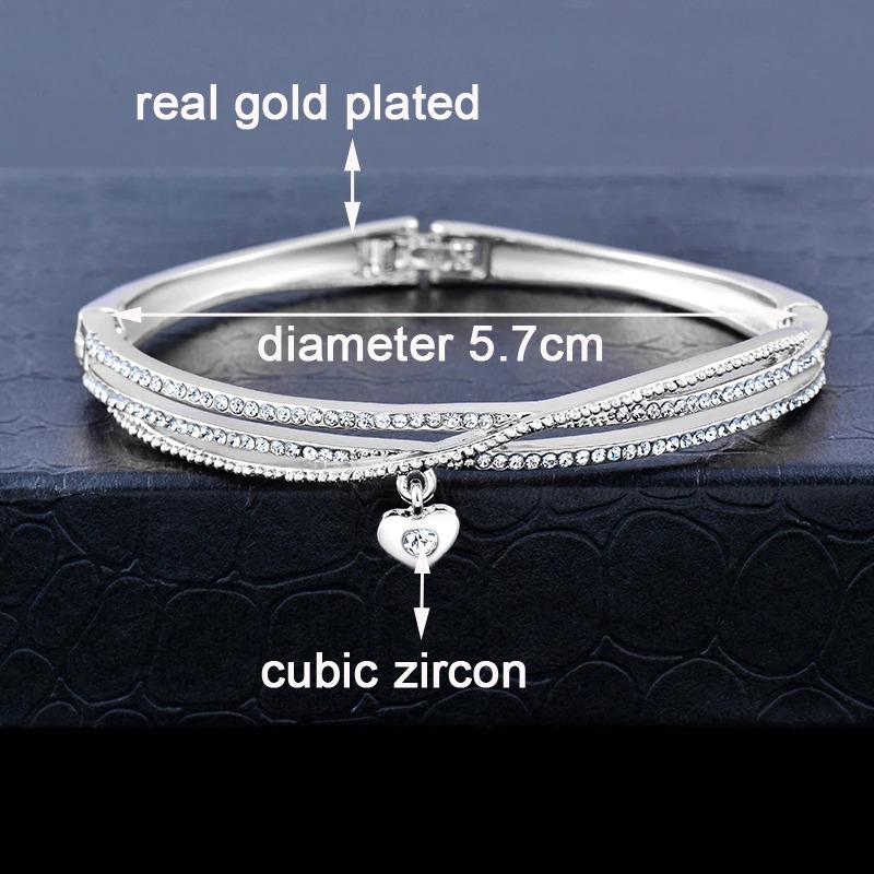 Romantisches Zirkon Geschmiertes Herz Charm Armbandarmband