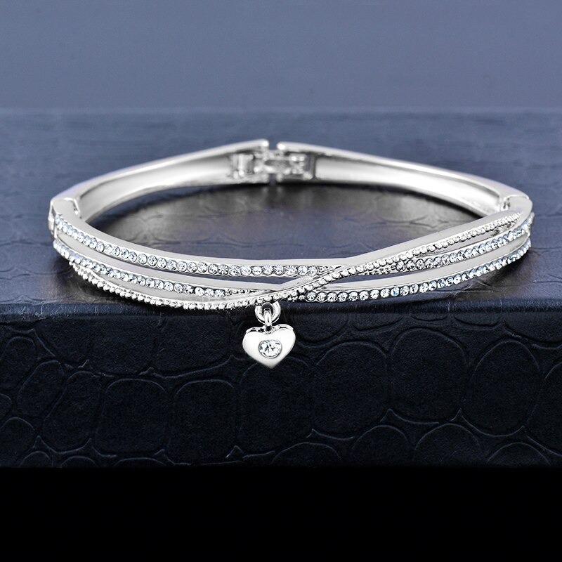 Romantisches Zirkon Geschmiertes Herz Charm Armbandarmband