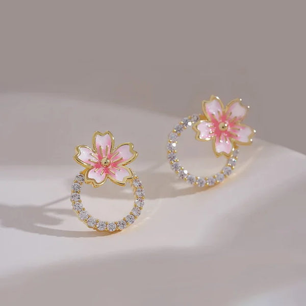 Romantische Zirkonblumenstecker für Frauen Koreanische Kristall süße Schmetterlingsblumen Tulpen exquisiter Ohrring Party Charm Schmuck