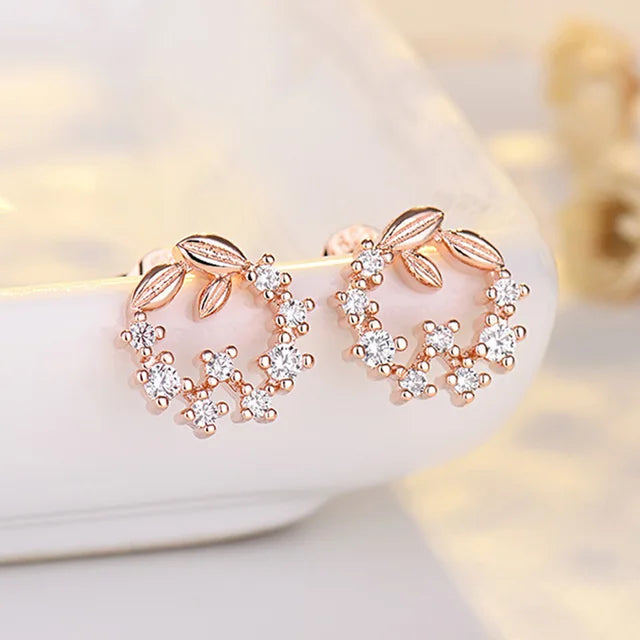 Romantische Zirkonblumenstecker für Frauen Koreanische Kristall süße Schmetterlingsblumen Tulpen exquisiter Ohrring Party Charm Schmuck