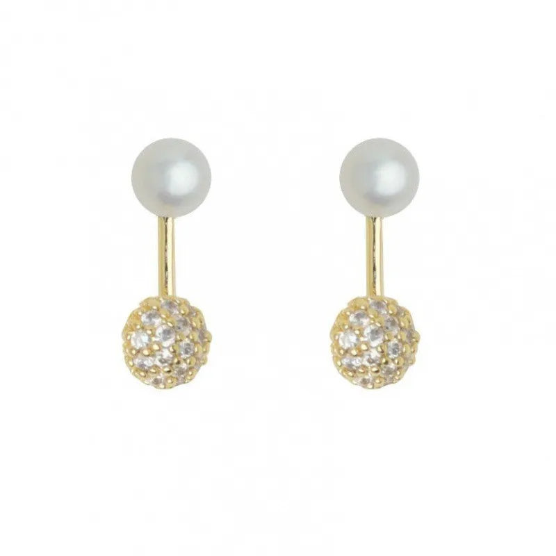 Runde Ohrstecker für Frauen Koreanische Leicht Luxus Zirkon Perle Mode Kristall Imitation Perle Süße Ohrringe Mädchen Schmuck