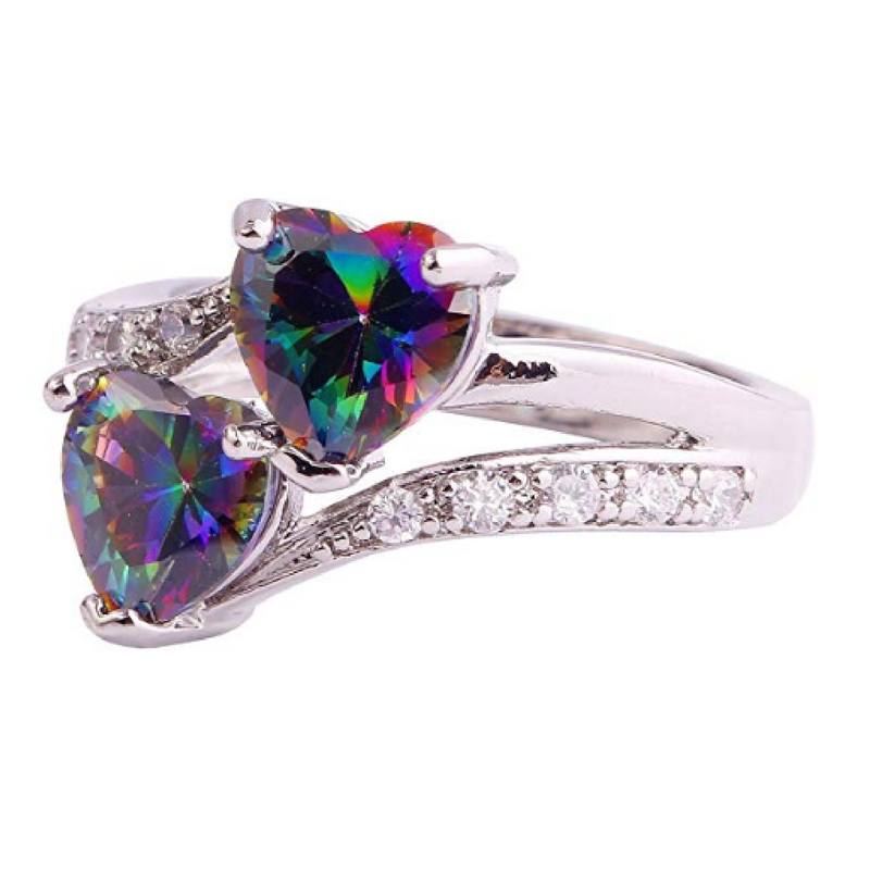 Ruby Und Topaz Heart Sterling Silber Ring