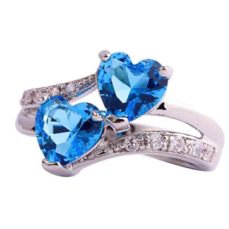 Ruby Und Topaz Heart Sterling Silber Ring