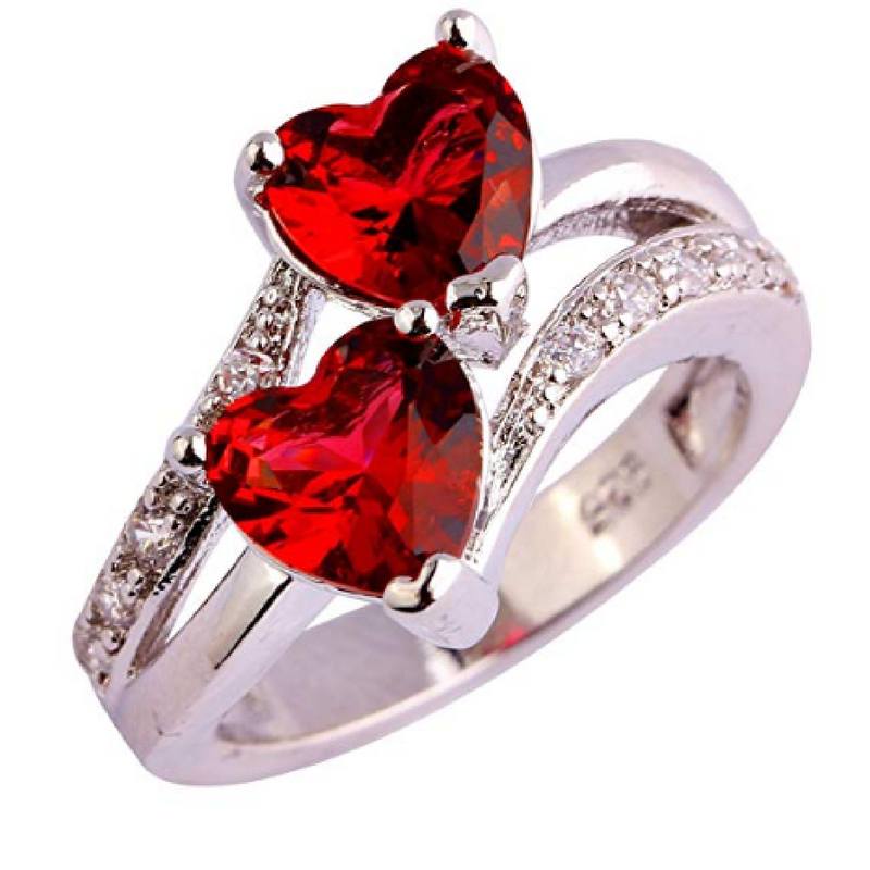 Ruby Und Topaz Heart Sterling Silber Ring