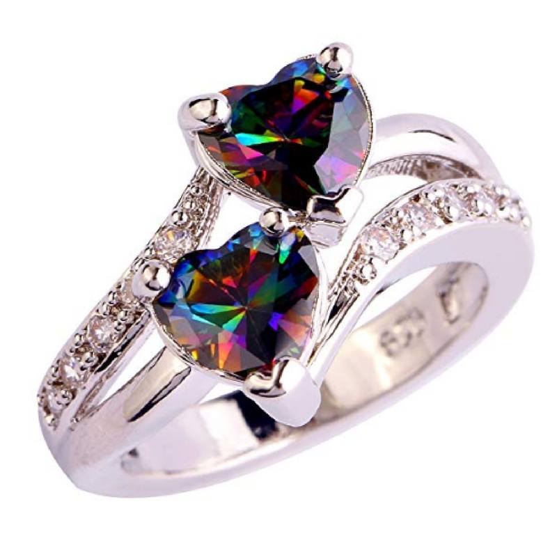Ruby Und Topaz Heart Sterling Silber Ring