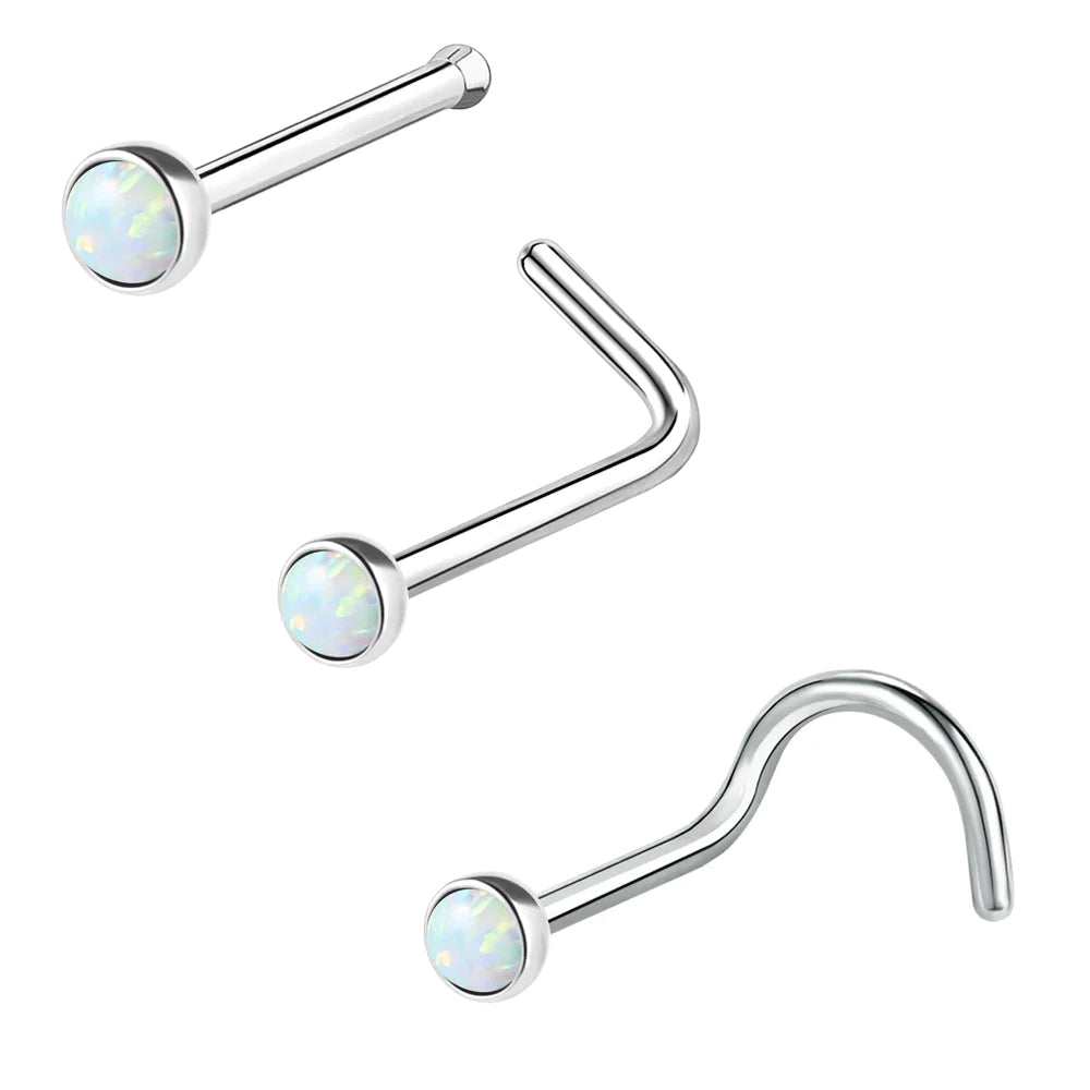 Opalstein-Nasenstecker-Piercing, Nasenloch-Piercings aus Edelstahl