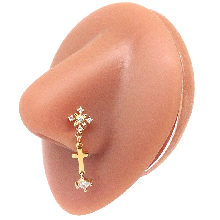 Nasenring für Frauen, baumelndes Nasenpiercing, Edelstahl, Nasenbiegering, Schmetterling, baumelnder Nasenring, Körperpiercing-Schmuck