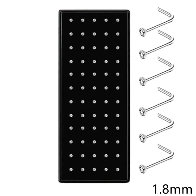 Modischer Nasenring in C-Form mit Kristallen, Edelstahl, mehrfarbig