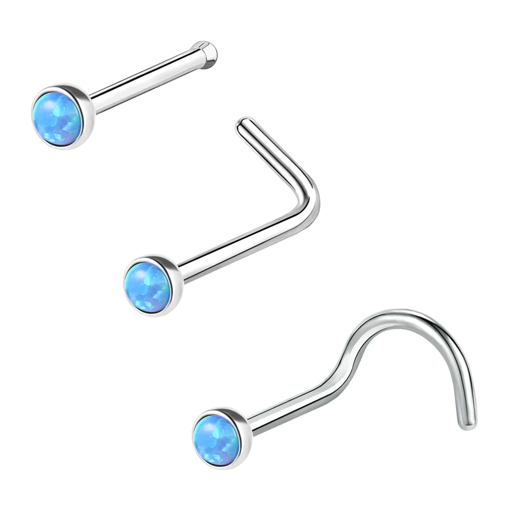 Opalstein-Nasenstecker-Piercing, Nasenloch-Piercings aus Edelstahl