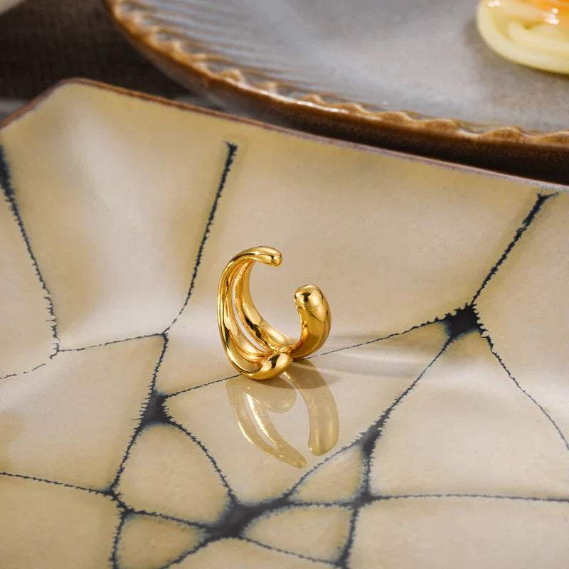 Gold Doppel-Ohrstecker Ohrstulpe