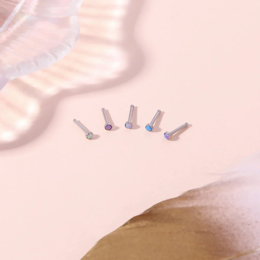 Opalstein-Nasenstecker-Piercing, Nasenloch-Piercings aus Edelstahl
