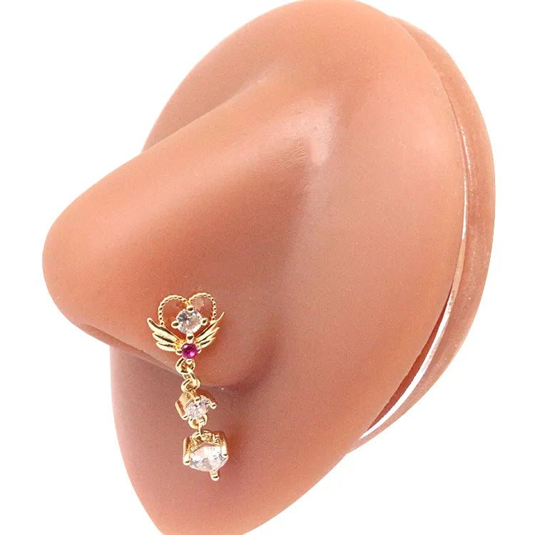 Nasenring für Frauen, baumelndes Nasenpiercing, Edelstahl, Nasenbiegering, Schmetterling, baumelnder Nasenring, Körperpiercing-Schmuck