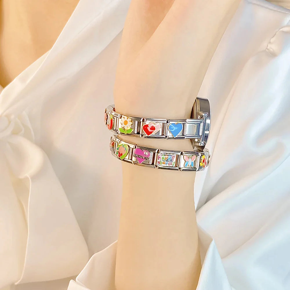 Modische Damenuhr aus Edelstahl in Weiß und Schwarz