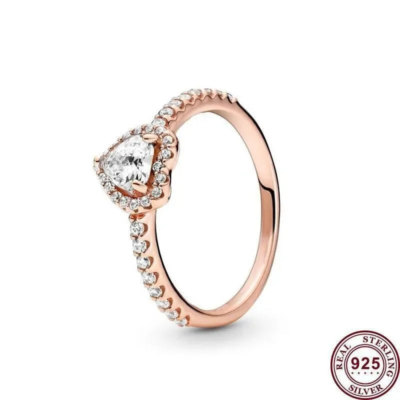 Hochwertiger Damenring aus Sterlingsilber, roter herzförmiger Kristallring