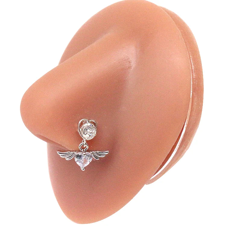 Nasenring für Frauen, baumelndes Nasenpiercing, Edelstahl, Nasenbiegering, Schmetterling, baumelnder Nasenring, Körperpiercing-Schmuck