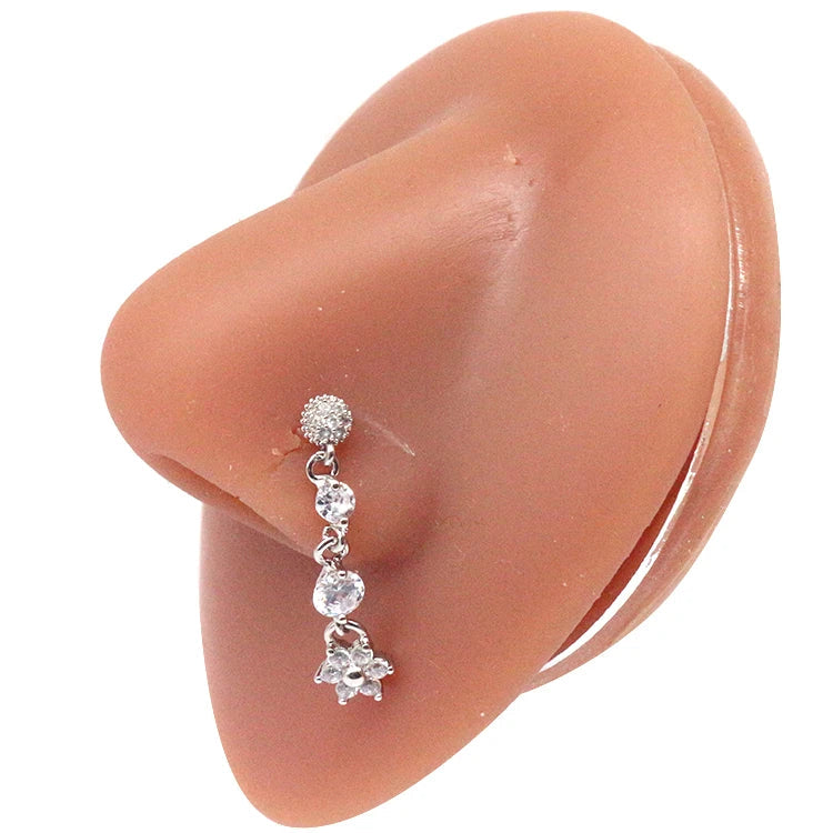 Nasenring für Frauen, baumelndes Nasenpiercing, Edelstahl, Nasenbiegering, Schmetterling, baumelnder Nasenring, Körperpiercing-Schmuck