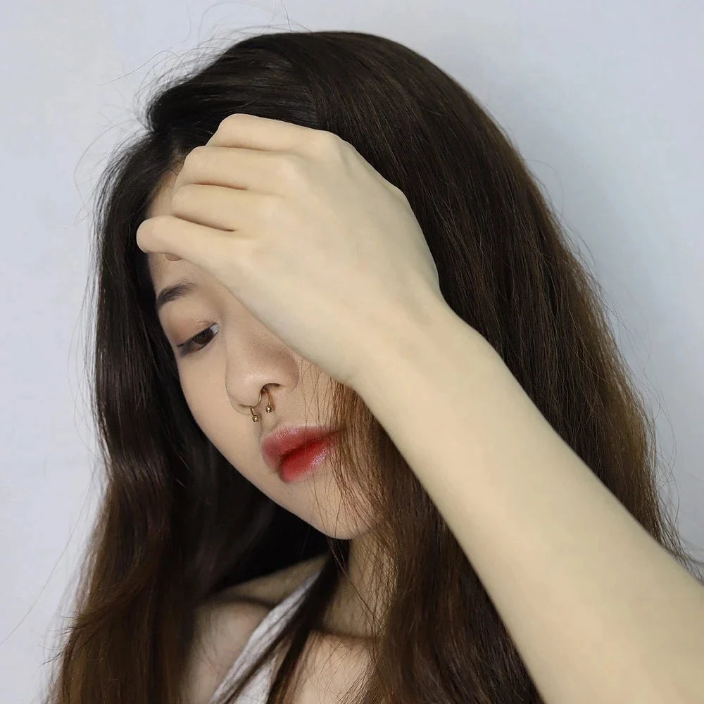 Frauen Fake Piercing Nasenring Hoop Septum Nicht Piercing Nasenclip Rock HipHoop Edelstahl Magnet Mode Punk Körperschmuck