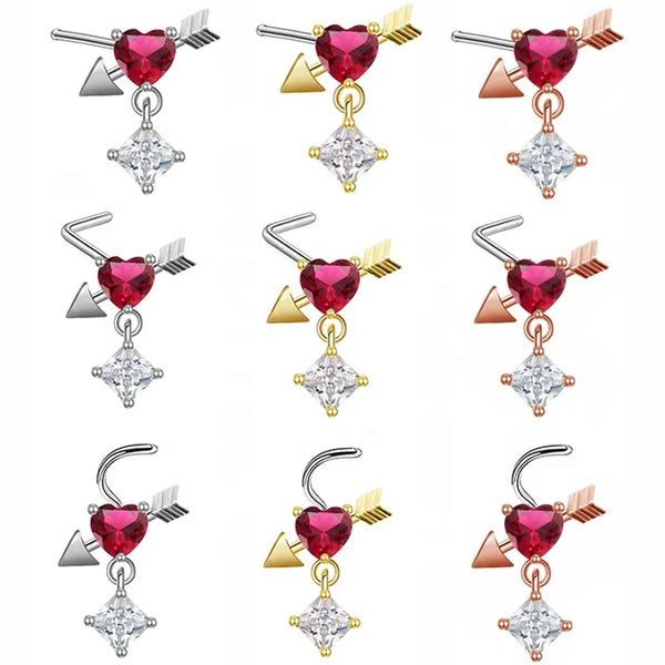 Nasenring für Frauen, baumelndes Nasenpiercing, Edelstahl, Nasenbiegering, Schmetterling, baumelnder Nasenring, Körperpiercing-Schmuck