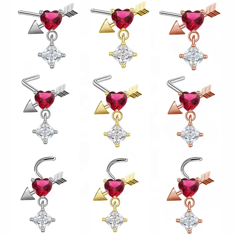 Nasenring für Frauen, baumelndes Nasenpiercing, Edelstahl, Nasenbiegering, Schmetterling, baumelnder Nasenring, Körperpiercing-Schmuck