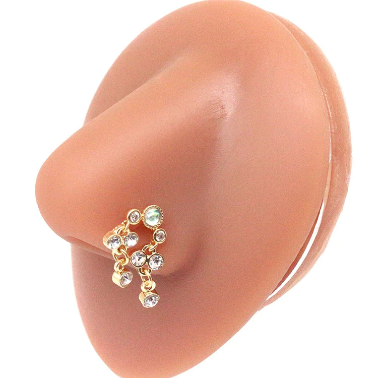 Nasenring für Frauen, baumelndes Nasenpiercing, Edelstahl, Nasenbiegering, Schmetterling, baumelnder Nasenring, Körperpiercing-Schmuck