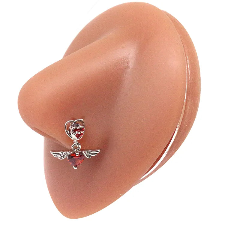 Nasenring für Frauen, baumelndes Nasenpiercing, Edelstahl, Nasenbiegering, Schmetterling, baumelnder Nasenring, Körperpiercing-Schmuck