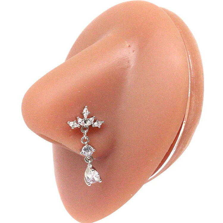 Nasenring für Frauen, baumelndes Nasenpiercing, Edelstahl, Nasenbiegering, Schmetterling, baumelnder Nasenring, Körperpiercing-Schmuck