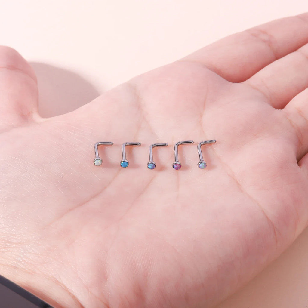 Opalstein-Nasenstecker-Piercing, Nasenloch-Piercings aus Edelstahl