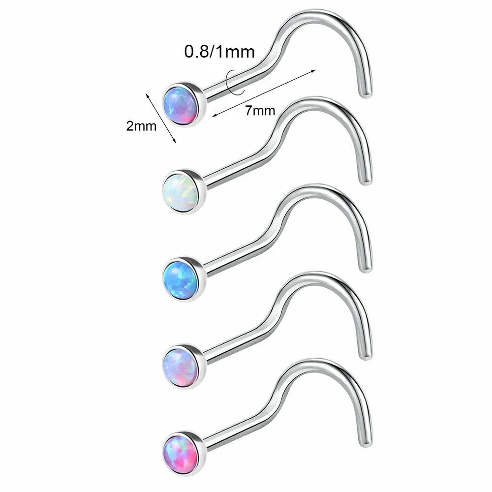 Opalstein-Nasenstecker-Piercing, Nasenloch-Piercings aus Edelstahl