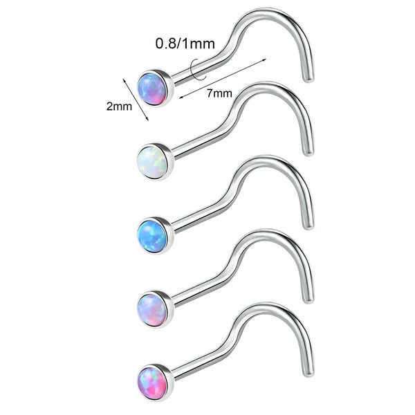 Opalstein-Nasenstecker-Piercing, Nasenloch-Piercings aus Edelstahl